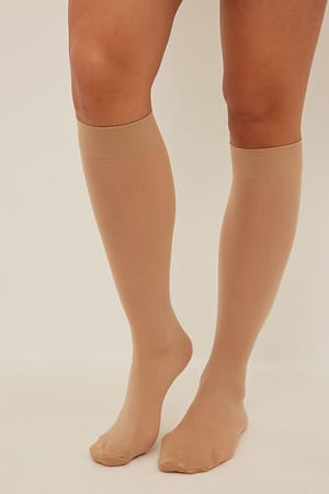 Taupe Basic Knee Socks 20 DEN 2-pack