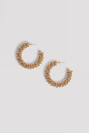 Gold Beaded Detailed Hoops