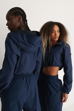 Navy Cropped Wind-shell Jacket
