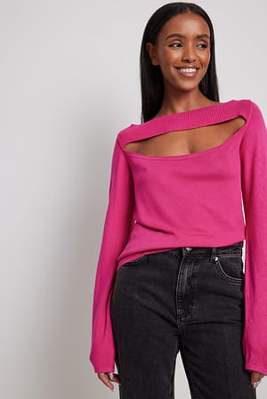 Pink Cut Out Knitted Sweater
