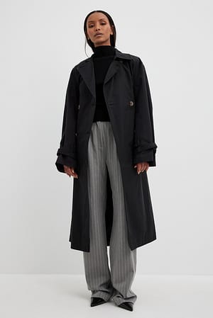 Black Double Buttoned Trenchcoat