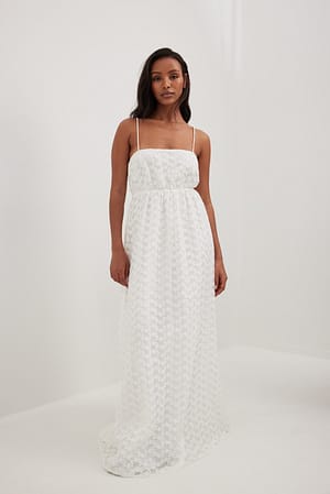 Off White Embroidery Detail Maxi Dress