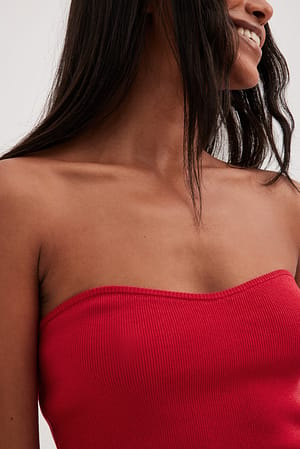 Red Fine Knitted Tube Top