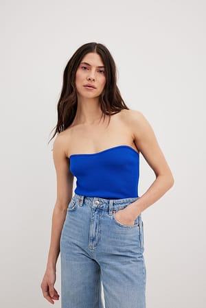 Blue Fine Knitted Tube Top