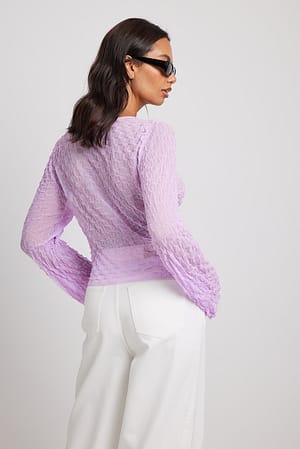 Light Lilac Haut à manches larges en tricot fin