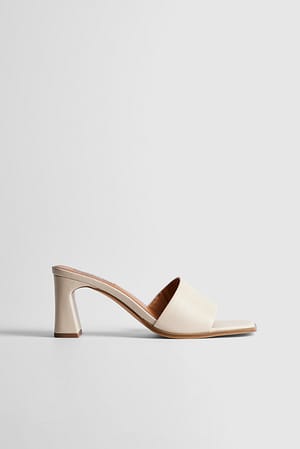 Cream Flared Block Heel Sandals