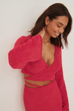 Pink Pull cache-cœur en tricot duveteux