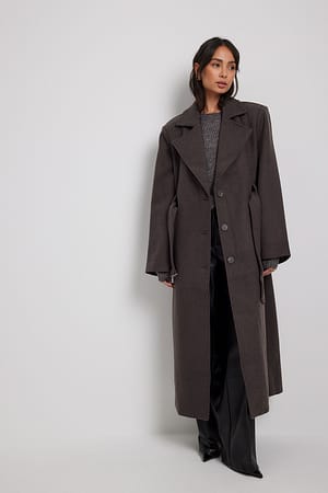 Grey Heavy Wool Blend Coat