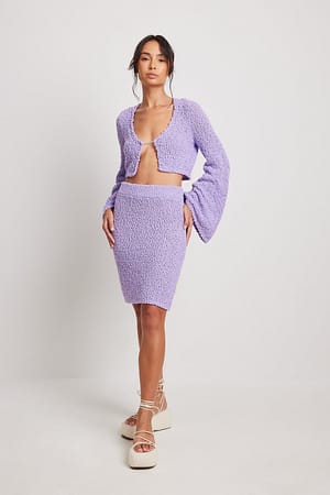 Lilac Knitted High Waist Mini Skirt
