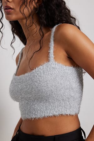 Silver Lurex Knitted Cropped Singlet