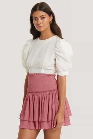 Dark Rose Mini Structured Smocked Skirt