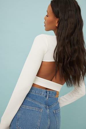 White Open Back Ribbed Top