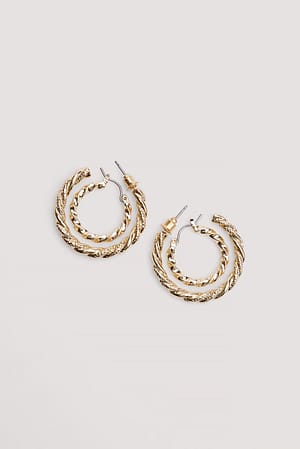 Gold Braided Earrings Set