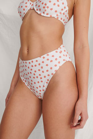 Orange flower Recycled High Waisted Bikini Panty