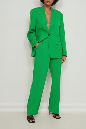 Strong Green Mid Rise Wide Suit Pants