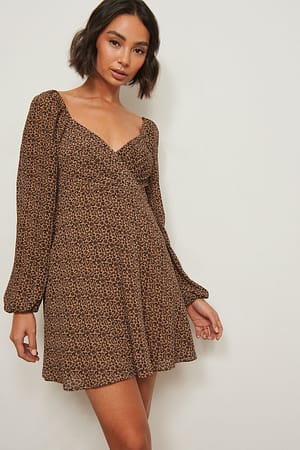 Beige Leo Recycled Overlapped Detail Dress