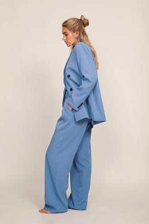Dusty Blue Soft High Waist Suit Pants
