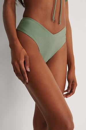 Green Recycled V-Shaped Bikini Bottom
