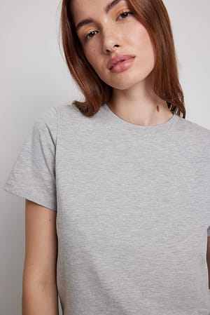 Grey Melange T-shirt en coton à col rond