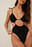 Shiny Front Drawstring Cut Out Swimsuit