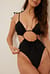 Shiny Front Drawstring Cut Out Swimsuit