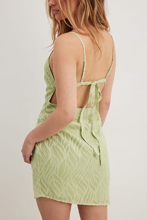 Light Green Structured Tie Back Mini Dress