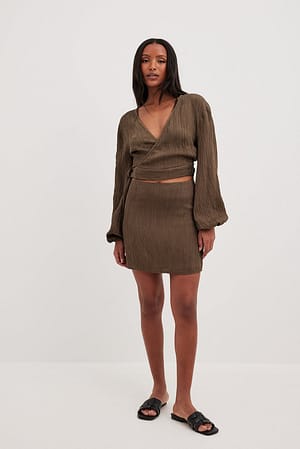 Brown Structured Mini Skirt