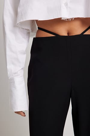 Black Thong Detailed Pants