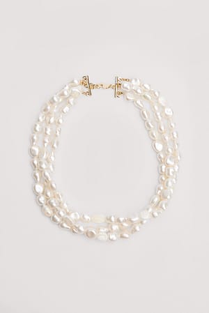 White Collier de perles trois rangs