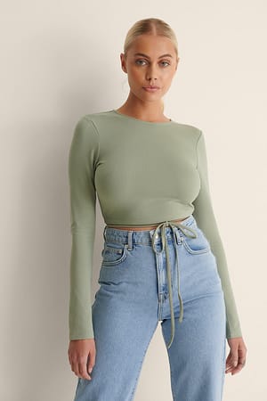Light Green Twisted Wrap Detail Top