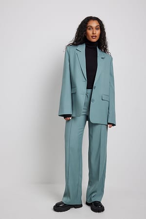 Blue Grey Wide Suit Trousers