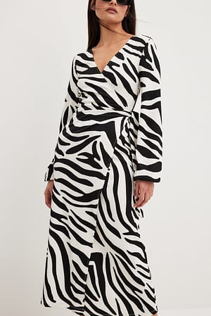 Zebra Structure Wrap Midi Dress