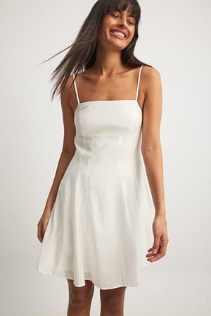White Open Back Strap Mini Dress