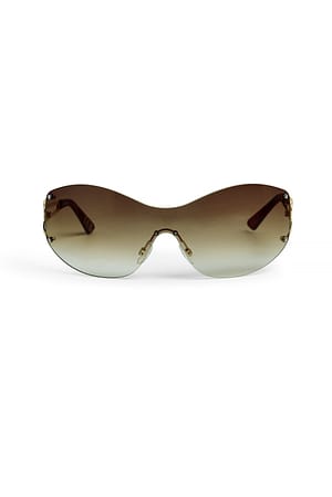 Brown Oval Frameless Sunglasses
