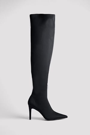 Black Over Knee Pointy Toe Boots