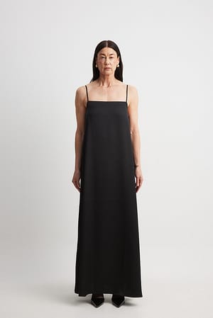 Black Thin Strap Maxi Dress
