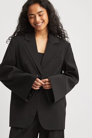 Black Oversized Wide Sleeve Blazer