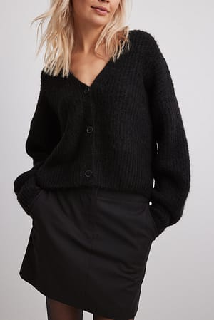 Black Oversized Knitted Cardigan