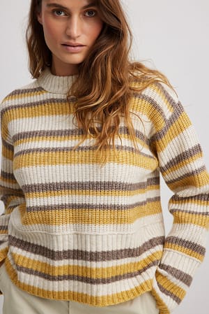 Multicolor Oversized Knitted Striped Sweater