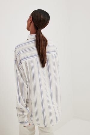 Blue Stripe Oversized Striped LS Shirt
