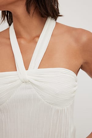 Offwhite Pleated Knot Detail Top