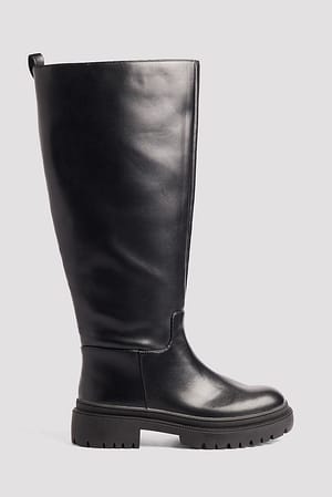 Black Profile Sole Shaft Boots