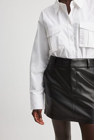 Black PU Mini Skirt With Waist Band