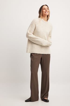 Brown Relaxed Mid Waist Trousers