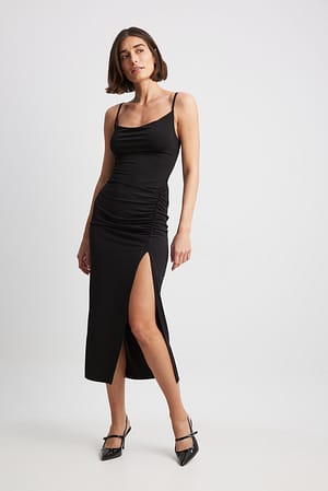 Black Rouched Jersey Dress