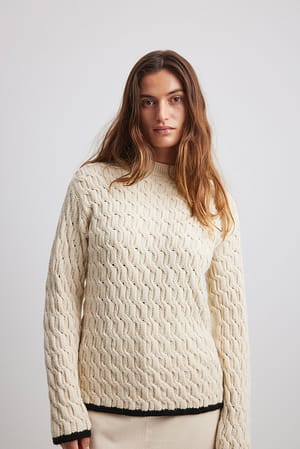 Dark Beige Round Neck Knitted Sweater