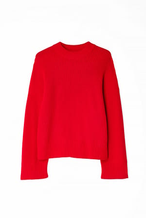 Red Round Neck Knitted Sweater