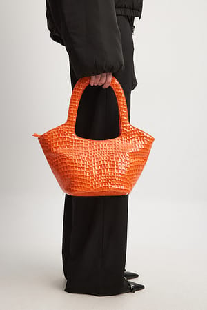 Orange Rounded Handle Croc Bag