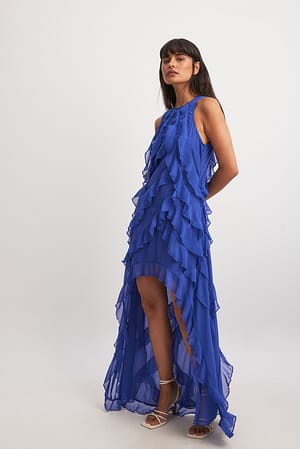 Cobalt Ruffle Maxi Dress