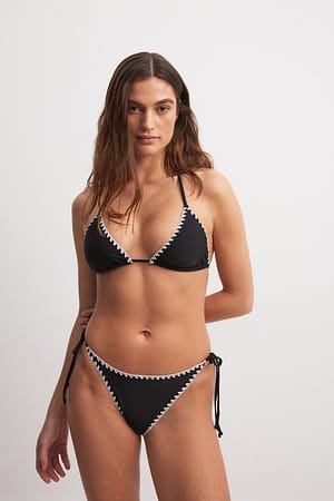 Black/White Seam Detail Bikini Panty